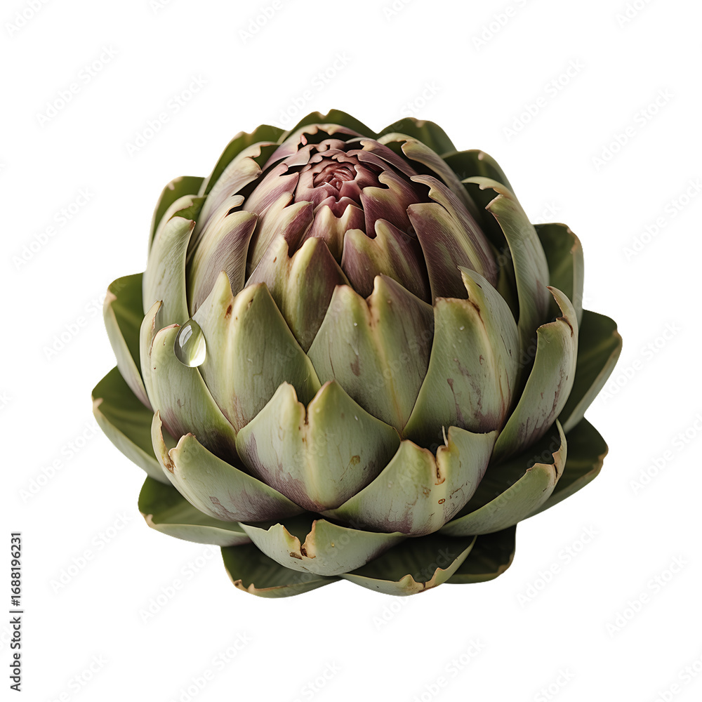Fototapeta premium Fresh green artichoke isolated on transparent background