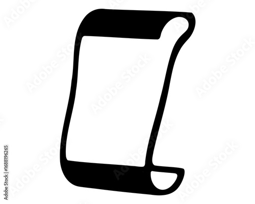 Black and White Illustration of an Old Scroll for Historical Documents