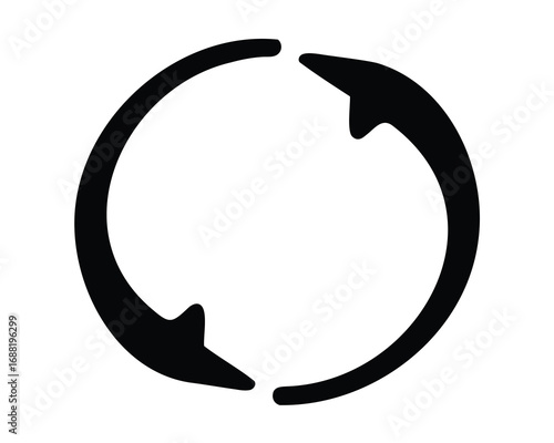Circular Arrows Indicating Rotation or Recycling Process in Black and White