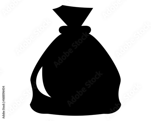 Silhouette of a knotted sack with tapered top and full base
