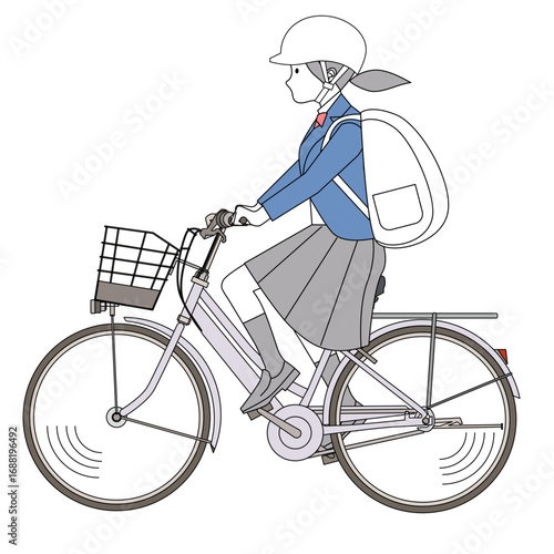 自転車に乗る女子高校生