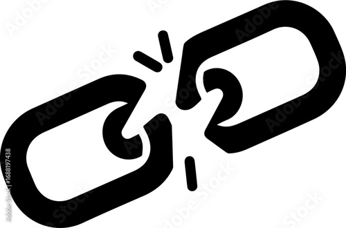 Conceptual graphic of a broken chain, illustrating concepts of separation, vulnerability, and breaking free