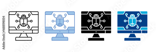 Computer Virus  Icon Set Multiple Style Collection