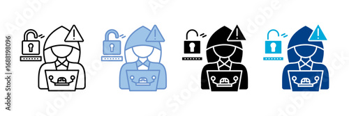 Cyber Attack Icon Set Multiple Style Collection
