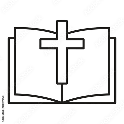 Open book with a cross symbolizing faith and religious devotion for spiritual contemplation