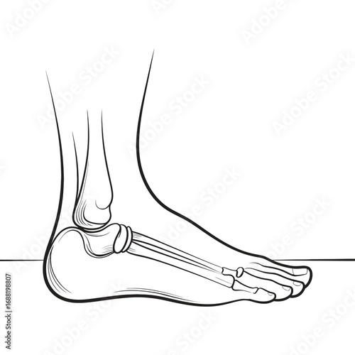 Detailed anatomical illustration of a human foot, perfect for medical or healthcare projects