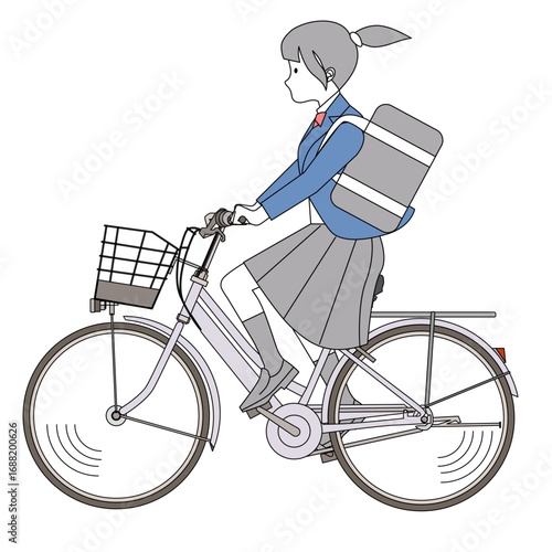 自転車に乗る女子中高生
