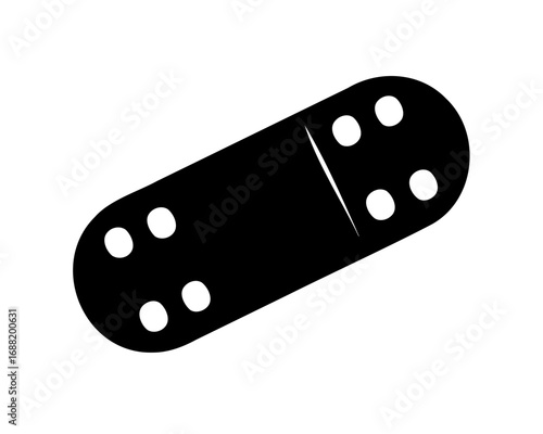 Minimalist black and white domino illustration with two and four dots