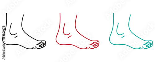 Colorful line art feet illustrations perfect for medical, health, wellness, or spa concepts design