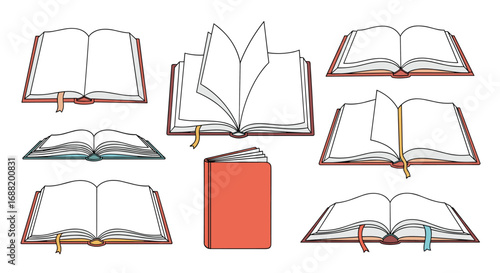Open books with blank pages invite you to add your story, journal, or design concepts now