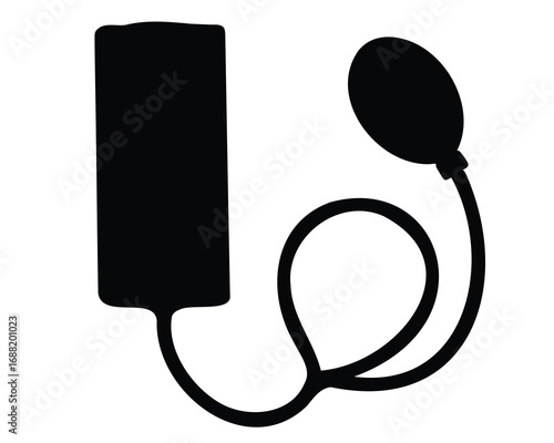 Simplified Silhouette of a Blood Pressure Cuff and Inflation Bulb System