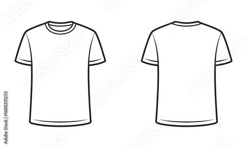 Blank white t-shirts front and back views ready for your custom designs and branding