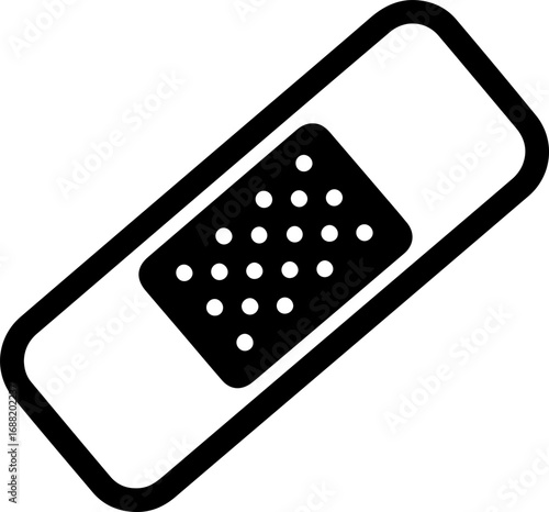 Adhesive Bandage Illustration A Simple Black and White Medical Symbol of First Aid and Healing