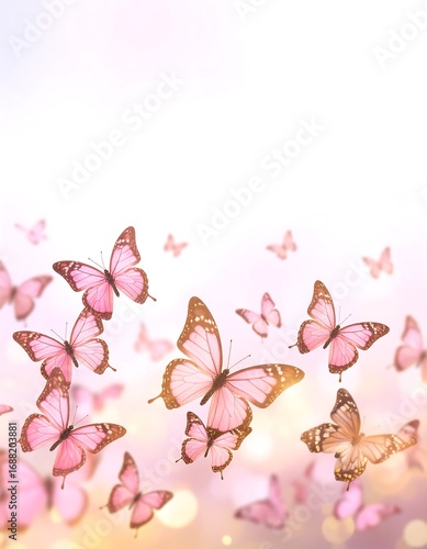 Delicate pink butterflies in soft light