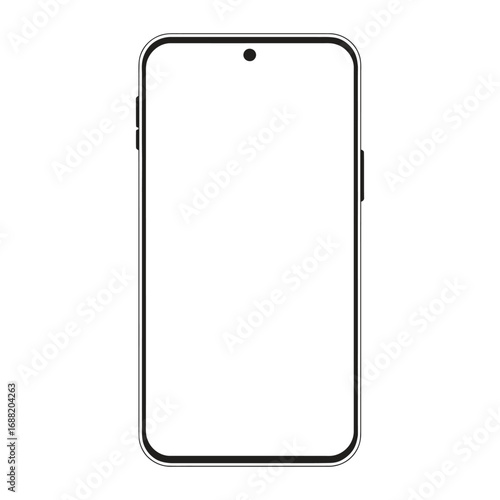 Smartphone with blank white screen perfect for app mockups, digital designs, and advertising