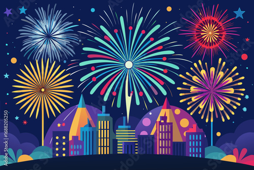 A Fireworks Display. Fireworks for celebration, Independence Day, Fourth of all month. A Firework Celebration Modern Background.