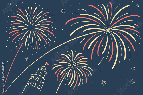 A Fireworks Display. Fireworks for celebration, Independence Day, Fourth of all month. A Firework Celebration Modern Background.