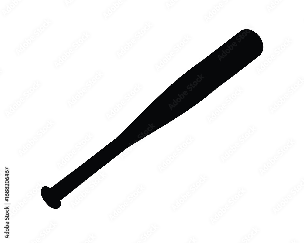 Black silhouette illustration of a baseball bat isolated on a white background