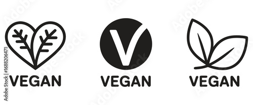 Vegan symbols for plant-based products, perfect for marketing campaigns and eco-friendly brands.