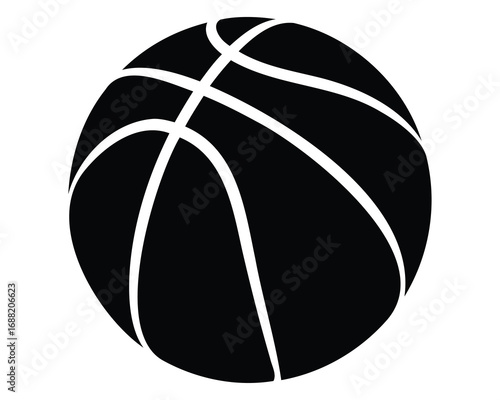 A stylized black and white image of a basketball for sports enthusiasts