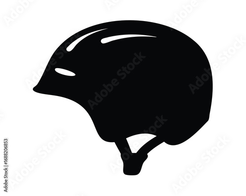 Silhouette image of a protective helmet for cycling or skateboarding activities