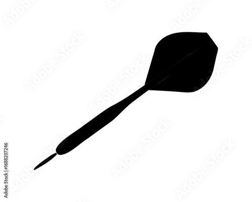 Simple black silhouette image of a single dart against a white background