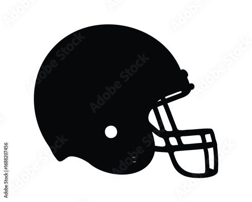 A Solid Black Football Helmet with Detailed Face Mask on White Background