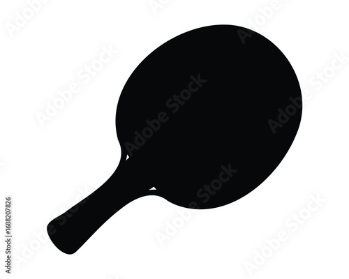 Monochrome table tennis paddle with a thick handle casting a dark shadow