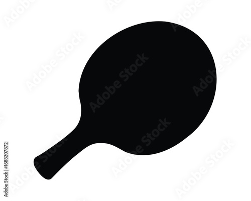 Simple black and white illustration of a ping pong paddle silhouette