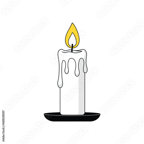 Burning candle illuminating a dark room with dripping wax creating a warm and comforting atmosphere.
