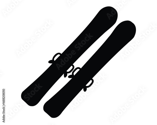 Silhouette of Two Skis Isolated on White Background for Winter Sports