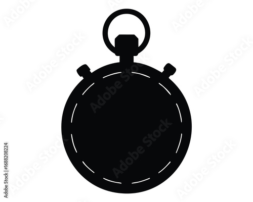 Stylized stopwatch icon silhouette with dashed outline for graphic design needs