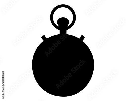 Silhouette of a vintage stopwatch with classic design elements and rounded features