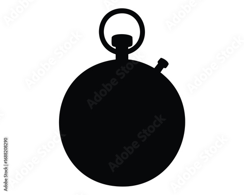 Monochrome silhouette of an old fashioned stopwatch showing a timeless classic design