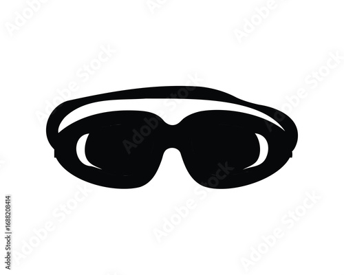 Stylized flat design image of dark ski goggles with minimalist aesthetic