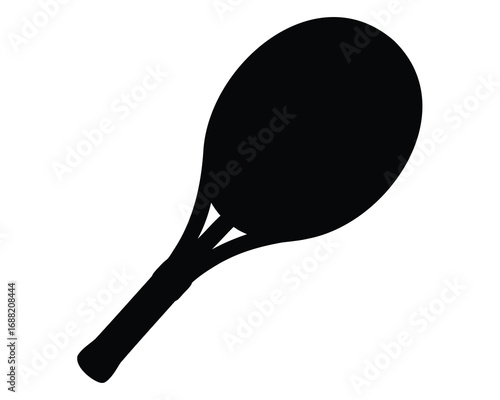 Silhouette of a tennis racket showing the handle and head of it