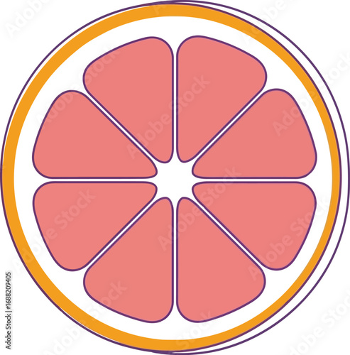 Vibrant pink grapefruit slice isolated on white healthy citrus fruit food ingredient refreshing summer refreshment vector