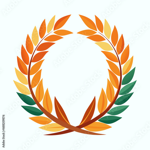 Minimal clean color vector fall wheat wreath design