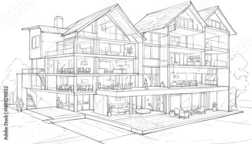 Wallpaper Mural drawing of house Torontodigital.ca