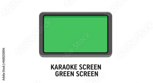 Isolated karaoke monitor with a blank green chroma key display. Modern vector graphic for music, party, and media projects