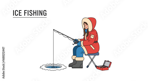 Winter Ice Fishing A Woman's Solitude on the Frozen Lake