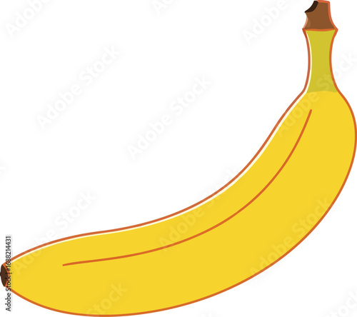 Single ripe yellow banana fruit isolated on white vector illustration healthy food concept vector