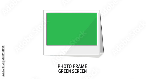 Vector illustration of a standing instant photo frame with a green screen area, a versatile mockup template for custom image compositing