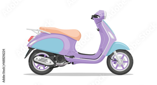 Pastel shaded vintage scooter vector illustration on white background