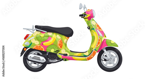 Whimsical fruit-themed scooter design, a colorful and playful transportation
