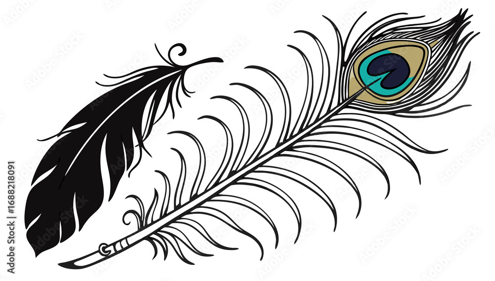 Obraz premium peacock feather isolated on black