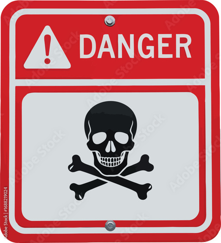 Danger skull and crossbones warning sign alert hazard symbol cautionary icon alert safety alert threat warning vector