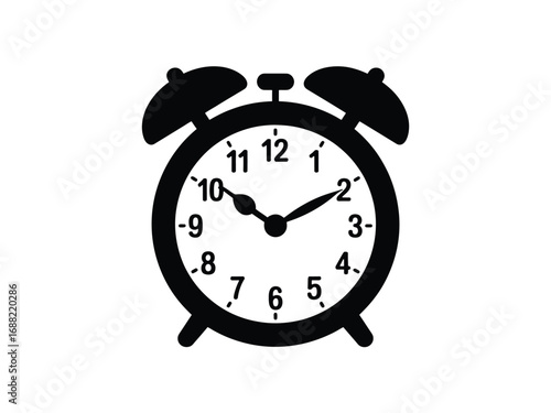 Retro twin bell alarm clock silhouette graphic design element