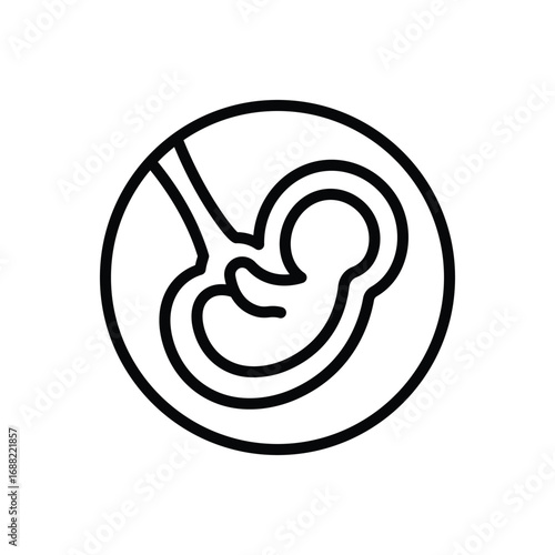 Black line icon for fetus