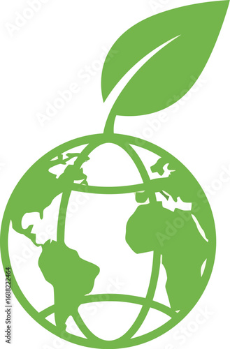 Green earth globe with sprout leaf symbolizing ecology sustainability and environmental growth concept vector